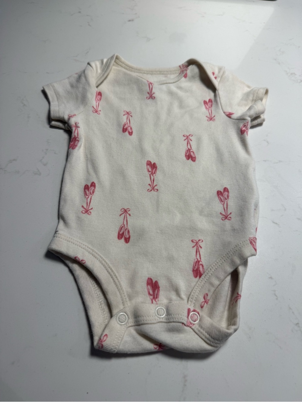 Carter's Cream One-Piece with Pink Ballet Slipper Prints